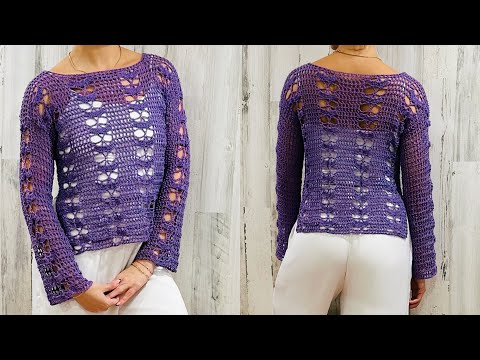 Видео: 💜УРОКИ-ВЯЗАНИЕ КРЮЧКОМ БЛУЗКИ-КРУЖЕВНОГО ТОПИКА