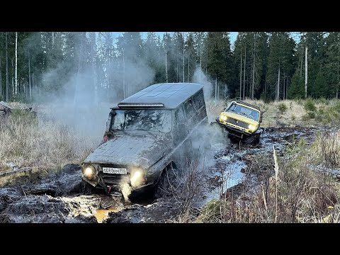 Видео: Nissan Safari починился и догнал нас) проверка глубокого брода)