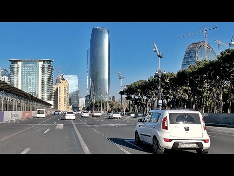 Видео: В сопровождении музыки Красивые улицы Баку - Автомобильный тур - Азербайджан (11 Февраля 2022) 4k