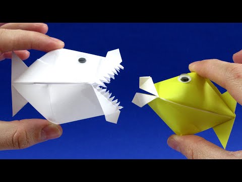 Видео: Как сделать рыбку из бумаги которая открывает рот - Говорящая оригами рыбка