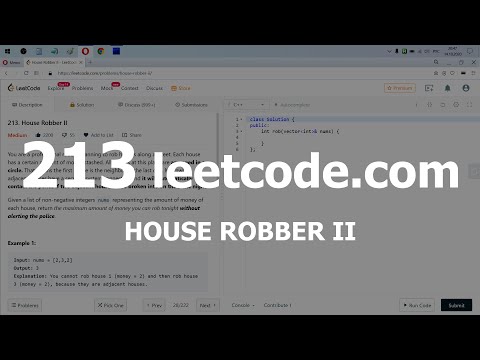 Видео: Разбор задачи 213 leetcode.com House Robber II. Решение на C++