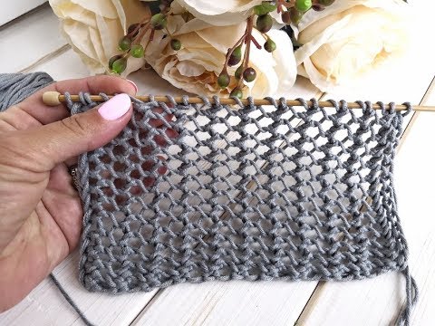 Видео: Крупная сетка спицами. Отличный летний узор.