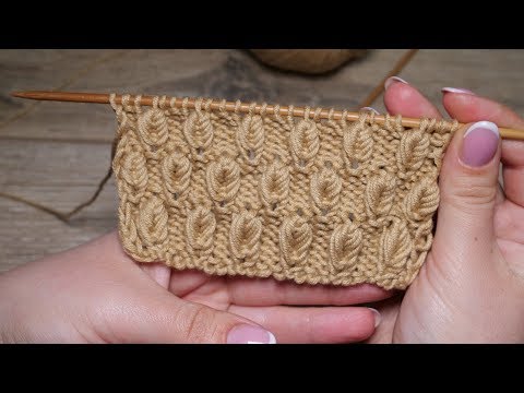 Видео: Узор «Объёмные листики» спицами | «Volume leaves» knitting pattern