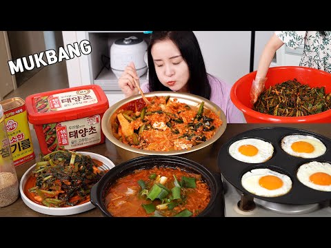 Видео: приготовление mukbang:) Ёлму кимчи, Ёлму кимчи пибимпап, суп из пресноводных креветок.