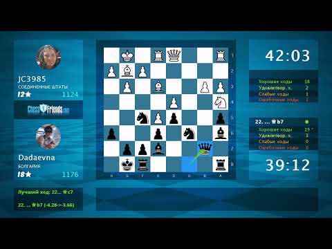 Видео: Анализ шахматной партии: JC3985 - Dadaevna, 0-1 (по ChessFriends.com)