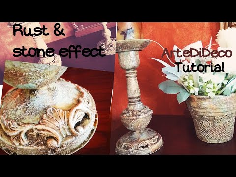 Видео: Сделай сам: старение с эффектом каменной ржавчины на подсвечниках и горшках! ArteDiDeco [CC]