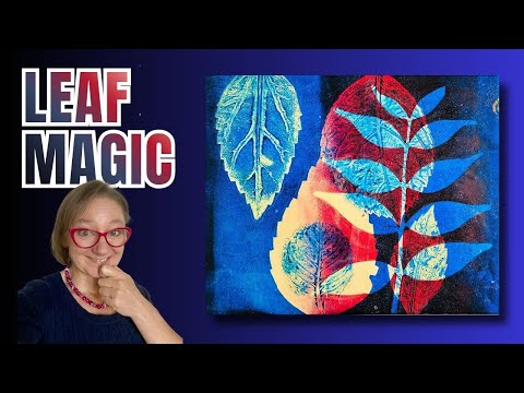 Видео: Печать с растениями: Гелевая печать в режиме реального времени. Яркий двухслойный рисунок с листь...