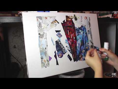 Видео: Картина в технике коллажа / видео процесс / "ПИДЖАК"