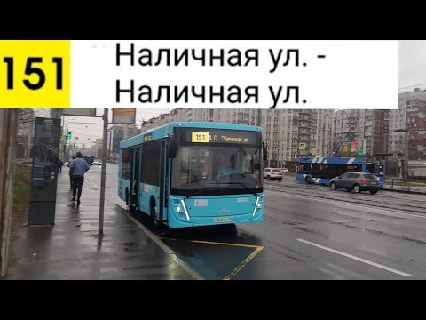 Видео: Автобус 151. Наличная ул. - Наличная ул. (кольцевой)