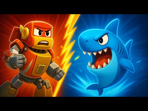 Видео: 🤖 Супер Робот против Летающей Акулы 🦈 Робофьюз Спасательные Машины для Детей