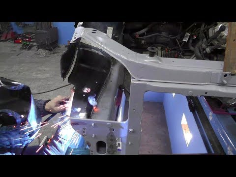 Видео: LADA Granta. Подгонка брызговика крыла. Техника сварки  электрозаклепками.