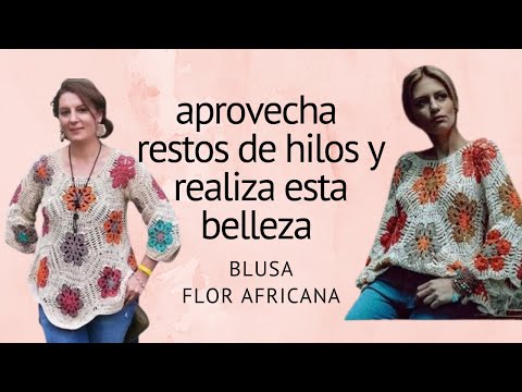 Видео: Африканский цветок весенний свитер вязание крючком легкая