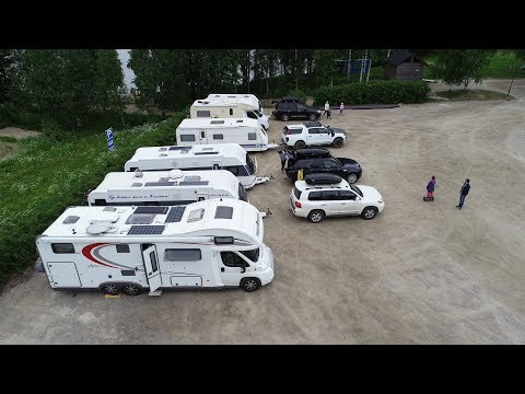 Видео: Первая заправка в Финляндии, супермаркет. Ночуем вне кемпинга. Караванинг - Норвегия 2018