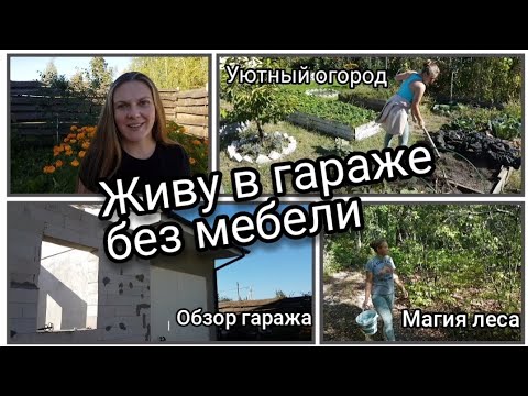 Видео: Живу в гараже без мебели,уютный огород,магия осеннего леса.