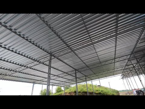 Видео: Будівництво. Шикарний навіс 27/20. Для техніки та міндобрива.