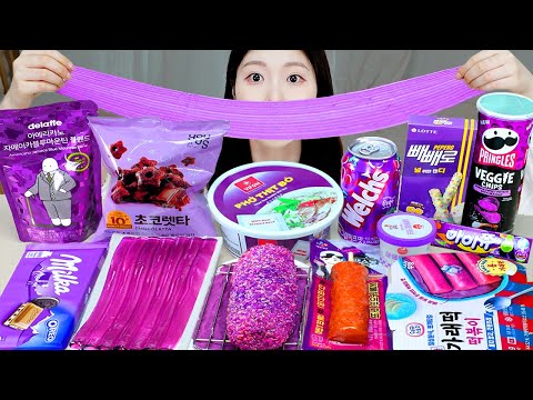 Видео: АСМР МУКБАНГ|Круглосуточный магазин Purple(цельный рисовый пирог Tteokbokki, рисовая лапша, десерты)
