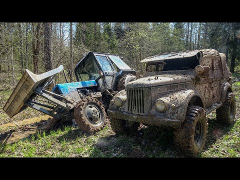 Видео: Трактор и ГАЗ-69. Испытали на прочность.