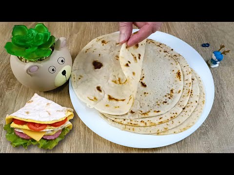 Видео: Быстрые лепёшки 🫓 из муки и воды! + Бонус 🌮. Без замешивания и духовки.