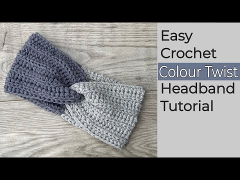 Видео: Повязка на голову крючком с цветным твистом-как связат...