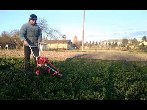 Видео: 2-колесная установка под двигатель мотокосы и разные насадки