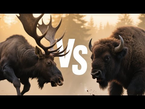 Видео: Лось Vs Бизон: Кто Смертельнее в Бою?