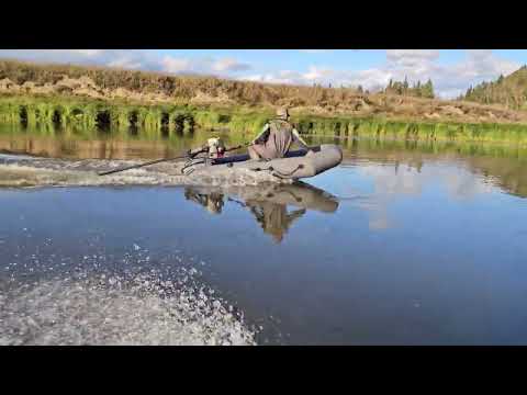 Видео: фанерная лодка , мотор болотоход , 15лс