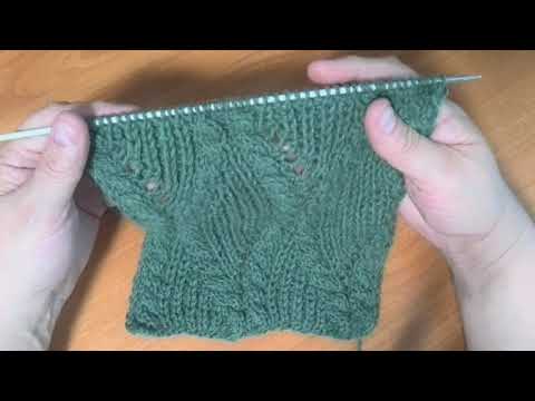 Видео: Косы, пышная резинка и ажур. Узор спицами