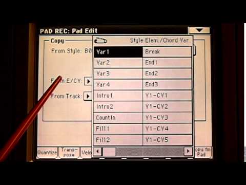 Видео: Korg Pa 500 Выбор партии инструмента и размещение его в Pad