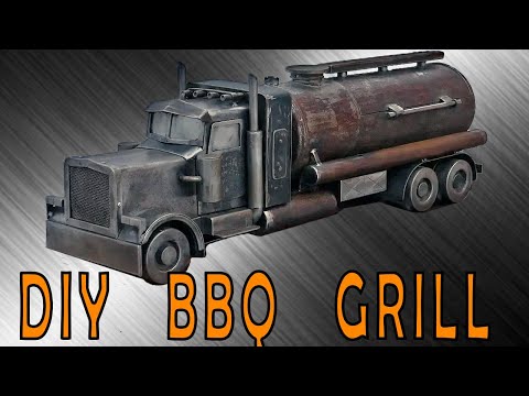 Видео: Make a cool grill out of the waste /Peterbilt/ Мангал - грузовик из металлолома