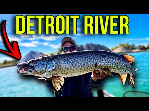 Видео: Ловля гигантского маскинга на джиг на реке Детройт | Трофейная рыбалка на маскинга в Мичигане