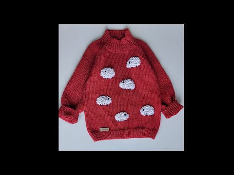 Видео: Джемпер(свитер ) девочке с овечками .