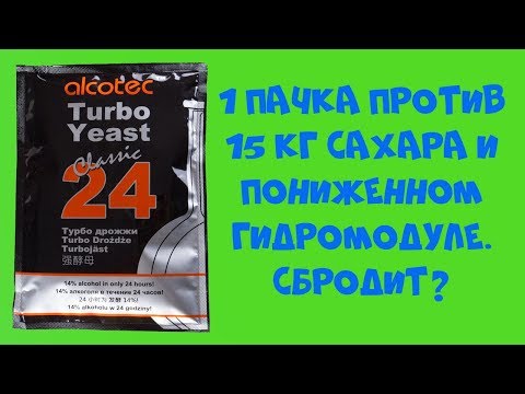 Видео: Hard тест дрожжей. ALCOTEC 24 TURBO 1 пачка против 15 кг сахара и гидромодуле 1 к 3.