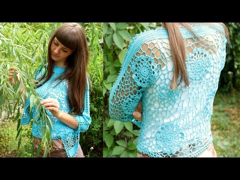Видео: АЖУРНАЯ КОФТА КРЮЧКОМ. КРАСИВАЯ АЖУРНАЯ КАЙМА. Сrochet blouse