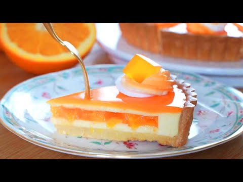 Видео: Как насчет апельсинового пирога с апельсиновым желе? 🍊 / Очень вкусный апельсиновый тарт