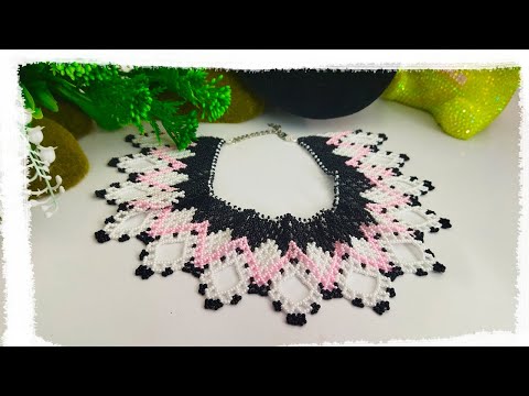 Видео: DIY ШИРОКОЕ КОЛЬЕ ИЗ БИСЕРА. БИСЕРОПЛЕТЕНИЕ