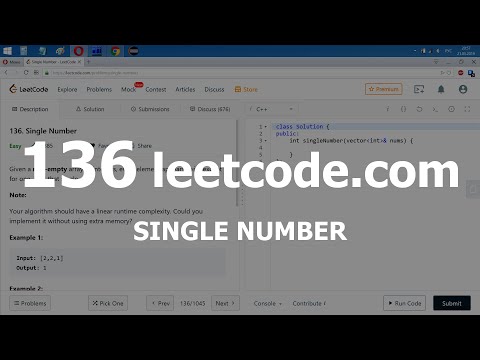 Видео: Разбор задачи 136 leetcode.com Single Number. Решение на C++