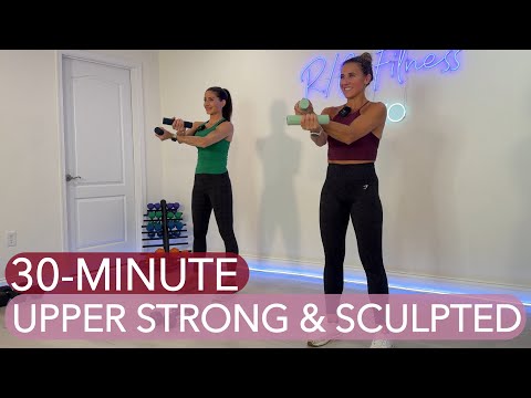 Видео: 30-минутная тренировка для верхней части тела: сильная и рельефная / тонизирует бицепсы, трицепсы...