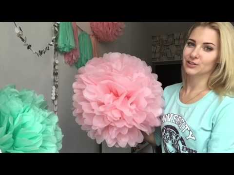 Видео: Весенний декор: помпоны и гирлянда из кисточек - 8 Марта! Pom Pom flower