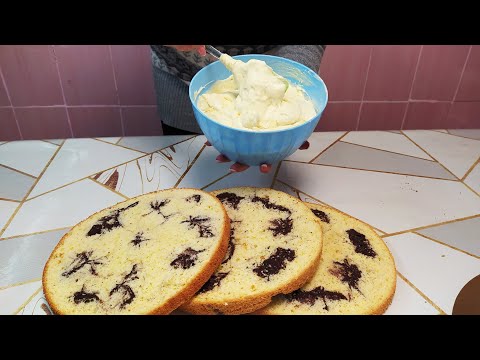 Видео: Апельсиново-заварной крем. Сборка торта с мраморного бисквита.