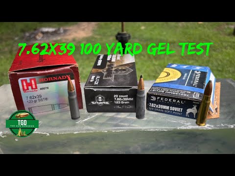 Видео: Тест геля 7,62x39 на 100 ярдов | Sabre Blade Black Tip, Hornady SST, Federal Soft Point и Speer G...