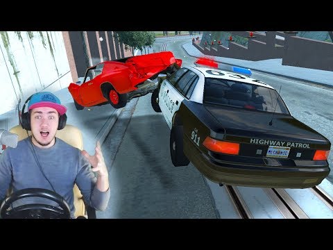 Видео: ПОЛИЦЕЙСКАЯ ПОГОНЯ в BeamNG Drive + РУЛЬ