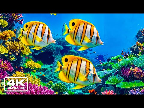 Видео: Животные океана 4K – Красивые коралловые рифы, морские животные и расслабляющая музыка