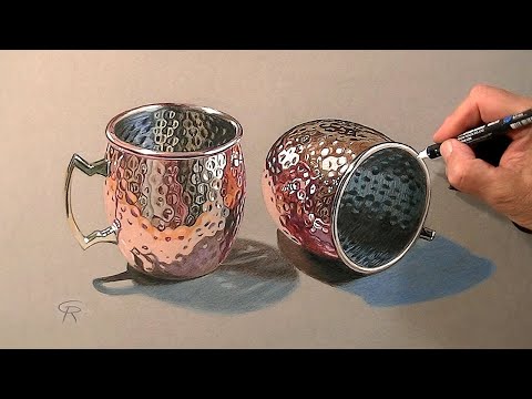 Видео: Рисуем гиперреалистичные медные кружки