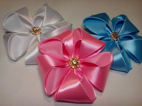 Видео: Стильный цветок из лент. Канзаши.