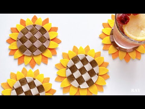 Видео: Подставки под чашки - Подсолнухи | DIY Sunflower Coaster