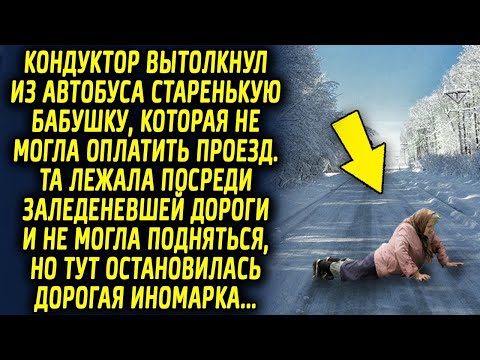 Видео: Бабушка в снежную погоду была на пути домой, тут рядом с ней остановилась дорогая иномарка…