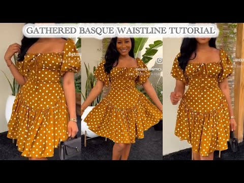 Видео: Как скроить платье с открытыми плечами и баской, собранной на талии #легко