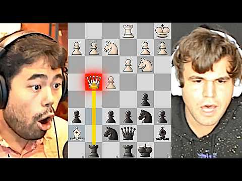 Видео: Жертва ФЕРЗЯ Накамуры против Карлсена! БИТВА до Последней Секунды. Шахматы Блиц