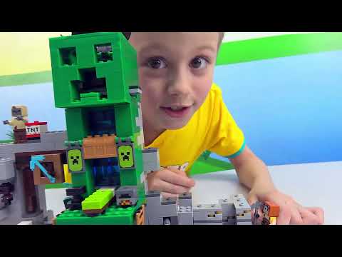 Видео: ЛЕГО МАЙНКРАФТ - Даник собирает город Minecraft c жителями, мобами и ДРАКОНОМ