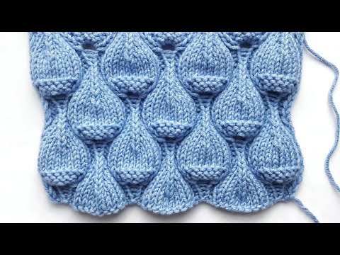Видео: Оригинальный узор спицами Ягоды инжира (или большие капли воды)